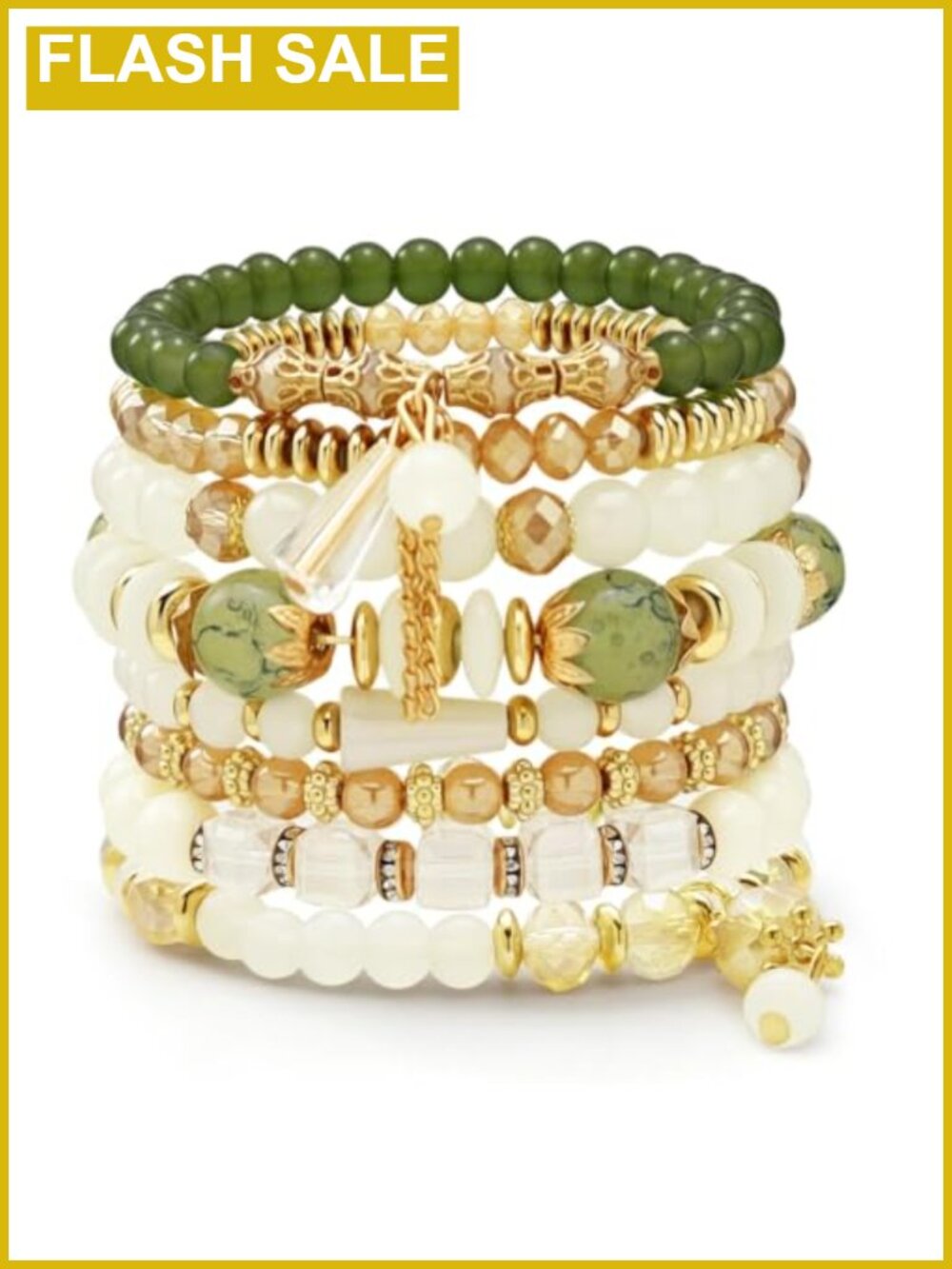 Boho Stackable Beaded Stretch Bracelets Set Women Crystal Stone Heishi Clay